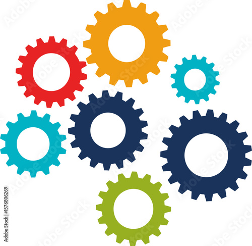 Colorful gears vector illustration for mechanical engineering and industrial automation design concept
