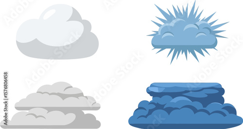 Cloud vector illustration set for weather forecast and sky concept design, cloudscape collection art