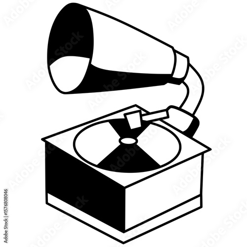 Silhouette of a gramophone musical instrument