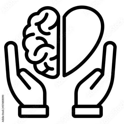 Brain And Heart  Icon Element For Design
