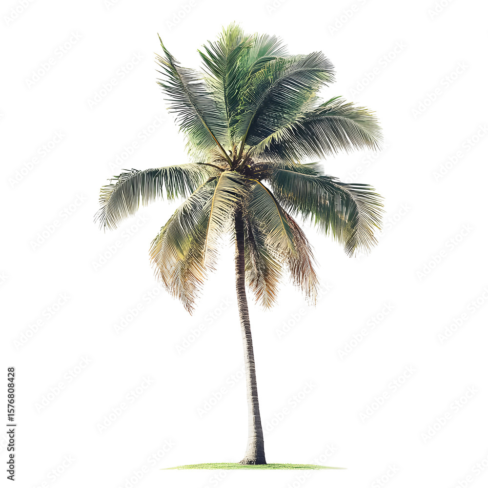 Obraz premium Isolated coconut palm tree against a dark background for design versatility