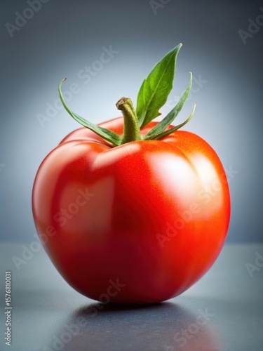 Wallpaper Mural A juicy plump red tomato with a few leaves on its stem Torontodigital.ca