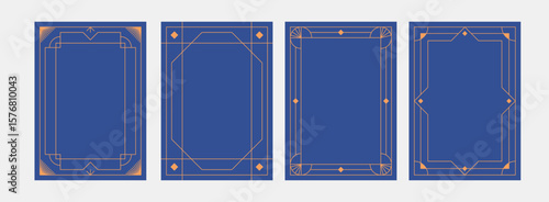 Frame art deco minimalism. Geometric rectangle minimalist line vintage. Modern poster golden frame.