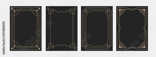 Frame art deco minimalism. Geometric rectangle minimalist line vintage. Modern poster golden frame.