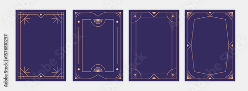 Frame art deco minimalism. Geometric rectangle minimalist line vintage. Modern poster golden frame.