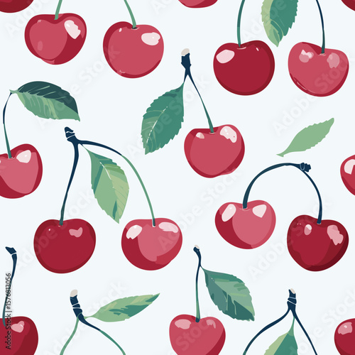 Cherry Pattern Hand Draw Vintage Vector