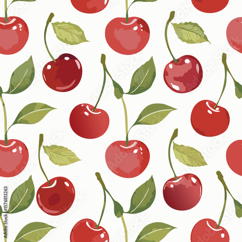 Cherry Pattern Hand Draw Vintage Vector
