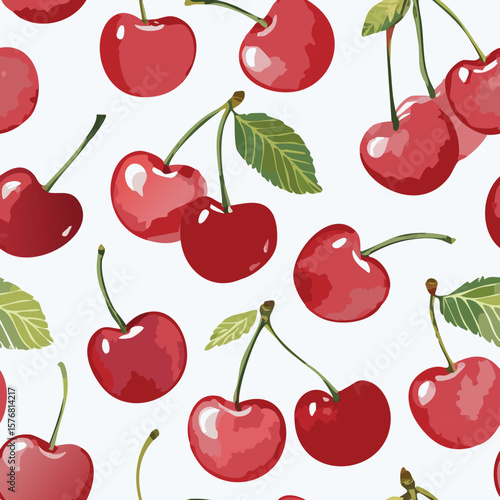 Cherry Pattern Hand Draw Vintage Vector