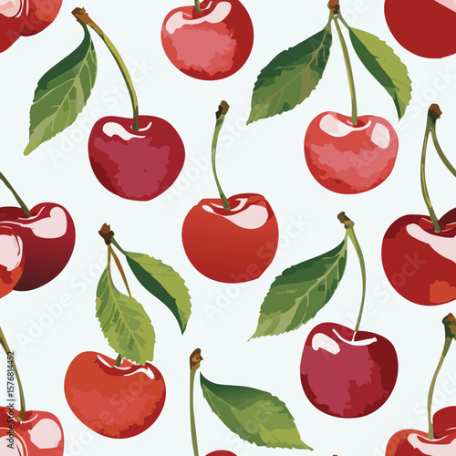 Cherry Pattern Hand Draw Vintage Vector