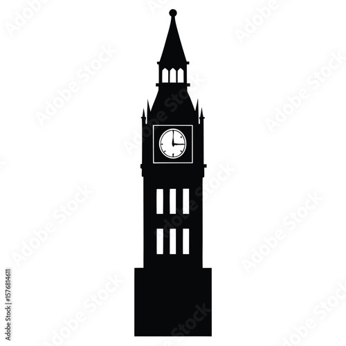 Iconic London Clock Tower Silhouette A Simple Vector Graphic