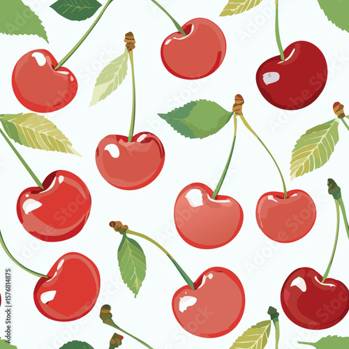 Cherry Pattern Hand Draw Vintage Vector
