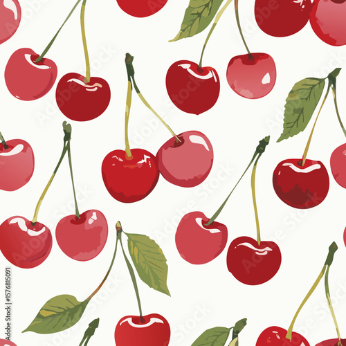 Cherry Pattern Hand Draw Vintage Vector