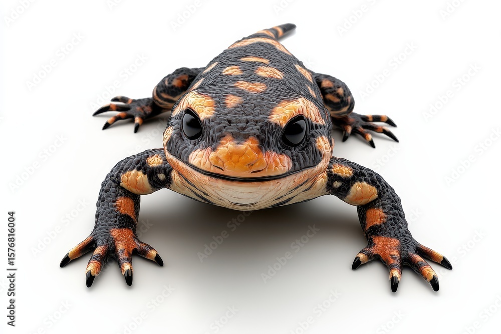 Obraz premium Gila monster crawling 3d cartoon character on white background