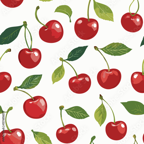 Cherry Pattern Hand Draw Vintage Vector