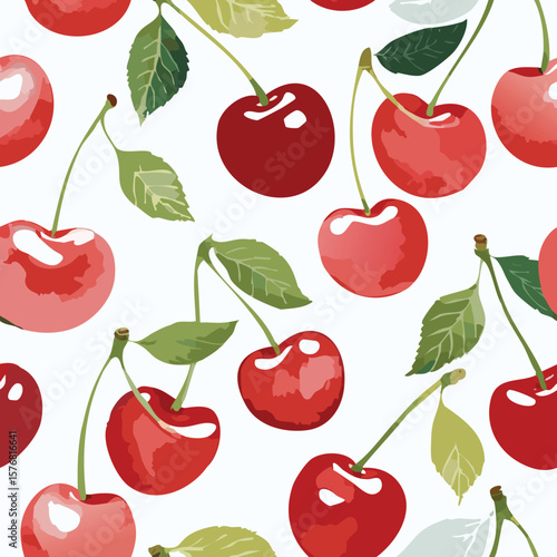 Cherry Pattern Hand Draw Vintage Vector