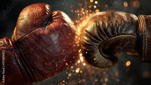 Intense Boxing Gloves Clash with Sparks - Premium Action Illustration