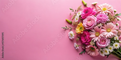 Natural Blooming Flowers on Pink Surface