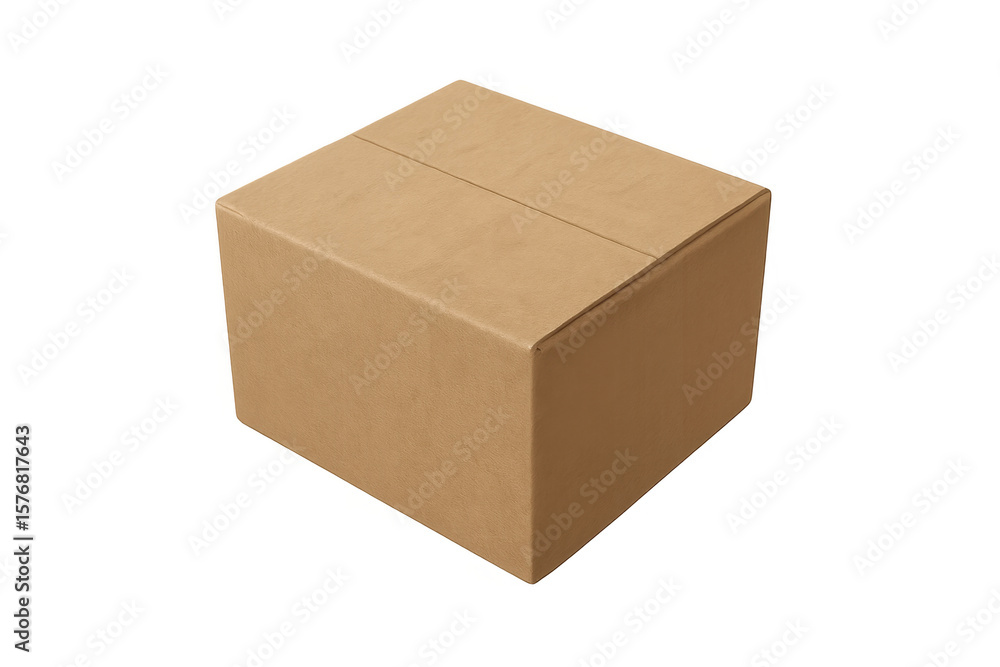 Closed brown cardboard packaging resting on transparent backdrop, prepared for shipping logistics Closed brown cardboard packaging resting on transparent backdrop, prepared for shipping logistics
