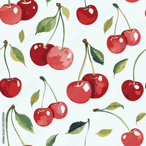 Cherry Pattern Vintage Background Hand draw