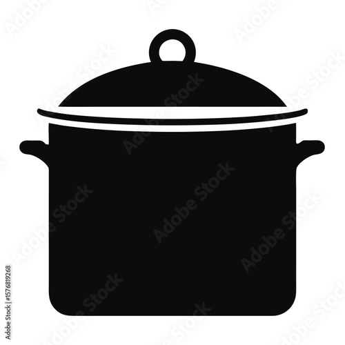 Stock Pot Icon Cooking Vessel, Kitchen Utensil, Culinary Equipment Illustration
