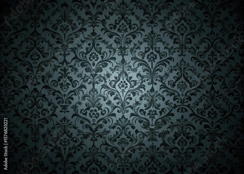 Wallpaper Mural Dark intricate design on black wallpaper with subtle gothic patterns and mysterious floral elements Torontodigital.ca