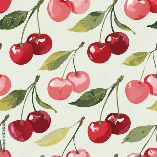 Cherry Pattern Vintage Background Hand draw