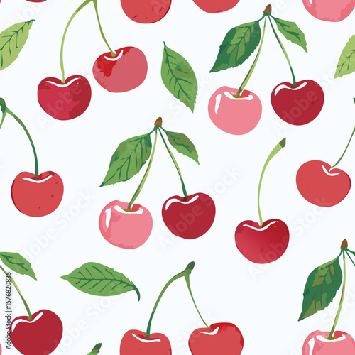 Cherry Pattern Vintage Background Hand draw