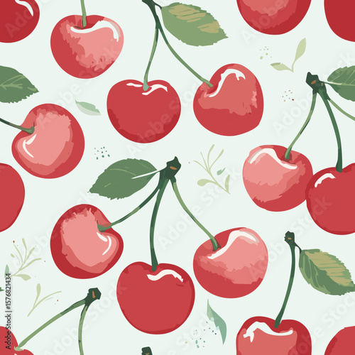 Cherry Pattern Vintage Background Hand draw