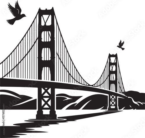 Iconic Bridge Silhouette Vector Design

City Bridge Silhouette for Skyline Scenes

Suspension Bridge Silhouette Illustration

Urban Landscape Bridge Clipart

Elegant Architectural Bridge Silhouette