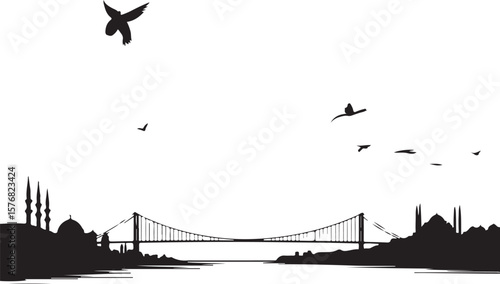 Iconic Bridge Silhouette Vector Design

City Bridge Silhouette for Skyline Scenes

Suspension Bridge Silhouette Illustration

Urban Landscape Bridge Clipart

Elegant Architectural Bridge Silhouette