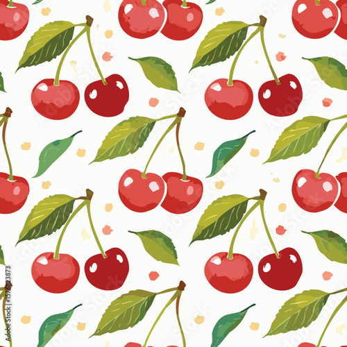 Cherry Pattern Vintage Background Hand draw