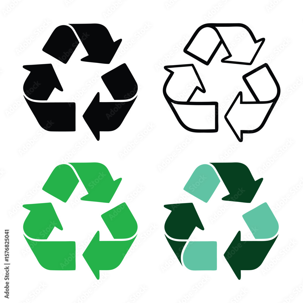 Obraz premium Recycle Symbol Icons in Black and Green . recycle 