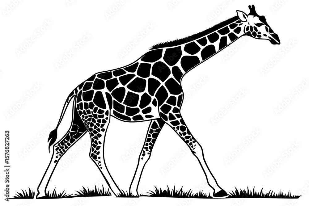 Naklejka premium giraffe sihouette black vector