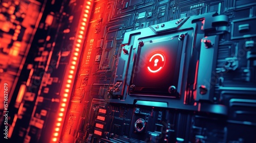 Wallpaper Mural Circuit board with security alert Torontodigital.ca