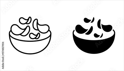 Chips potato icons set, vector illustration on white background. 