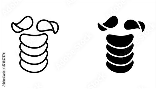 Chips potato icons set, vector illustration on white background. 