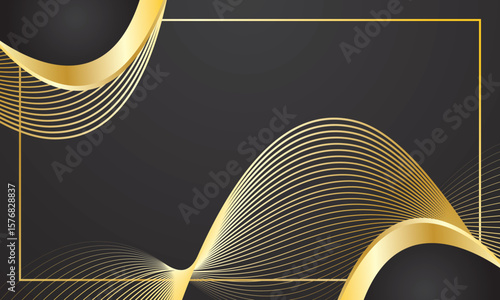 Black gold abstract curve lines background