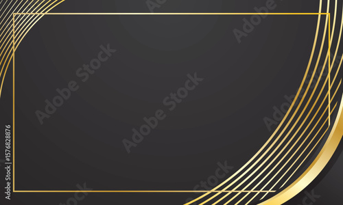 Black gold abstract curve lines background