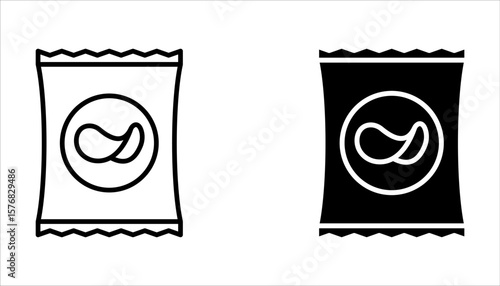 Chips potato icons set, vector illustration on white background. 