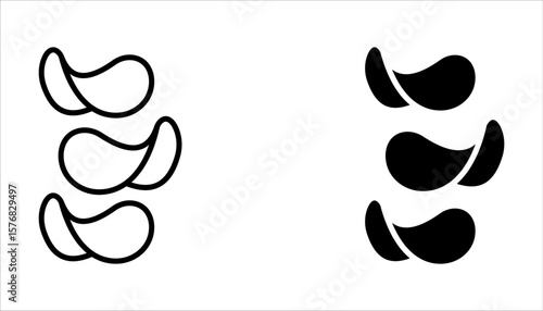 Chips potato icons set, vector illustration on white background. 
