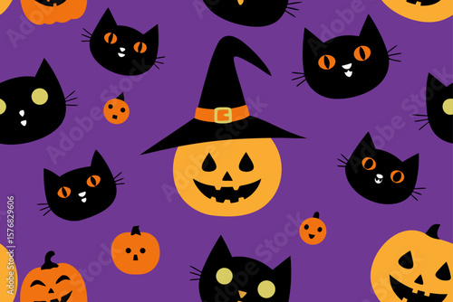 Adorable Jack O Lantern Halloween Seamless Design
