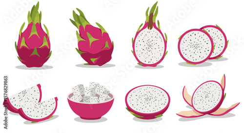 Dragon Fruit Still Life: Vibrant Tropical Fruit Collection