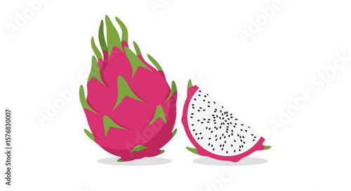Dragon Fruit Duo: Vibrant Tropical Fruit Illustration