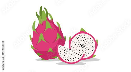 Dragon Fruit: Vibrant Tropical Fruit Illustration