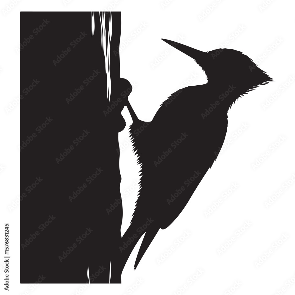 Obraz premium Wood pecker Silhouette Vector Graphics