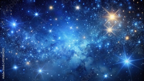 Celestial Night Sky with Navy Blue Haze and Glittering Stardust Specks