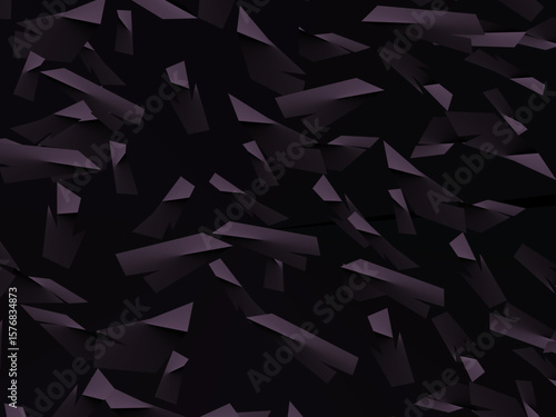 Background with abstract forged carbon fiber vector pattern with randomly arranged dark purple and black fragments, creating a modern and futuristic texture.