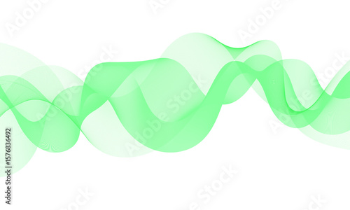 Abstract background with glowing and shiny wave line design element with modern green color gradient flowing wave lines for Futuristic technology concept. Vector illustration