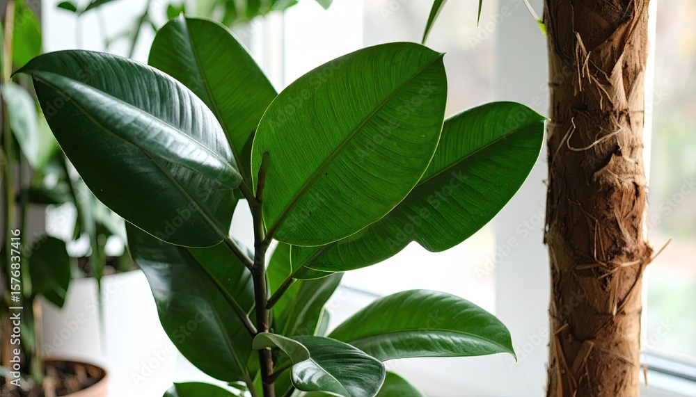 Fototapeta premium Lush indoor plant, vibrant green leaves