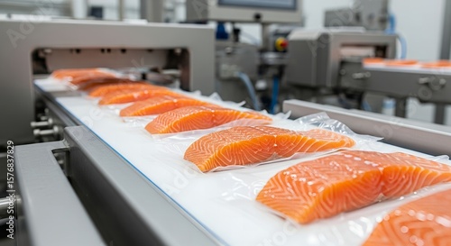 Salmon Fillet Processing Line:  Modern Food Production and Packaging in a Clean Facility